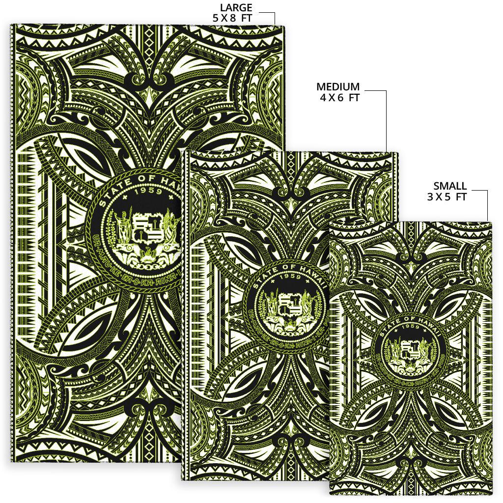 Hawaii Area Rugs - Polynesian Tattoo & Hawaii Coat of Arm - Polynesian Pride