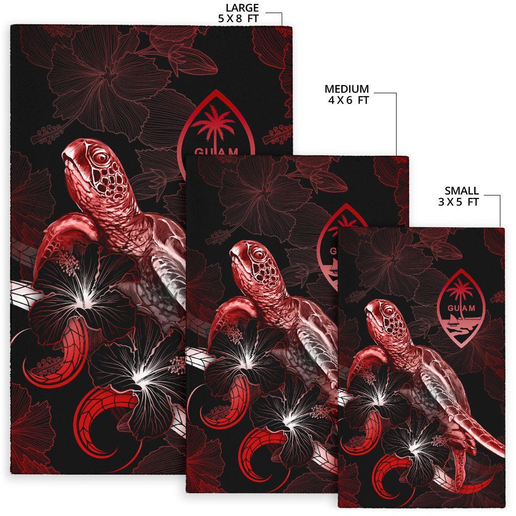 Guam Polynesian Area Rugs - Turtle With Blooming Hibiscus Red - Polynesian Pride