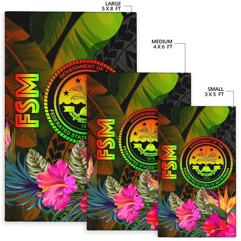 Federated States of Micronesia Polynesian Area Rug - Hibiscus and Banana Leaves - Polynesian Pride