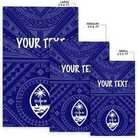 Guam Personalised Area Rug - Guam Seal With Polynesian Tattoo Style (Blue) - Polynesian Pride