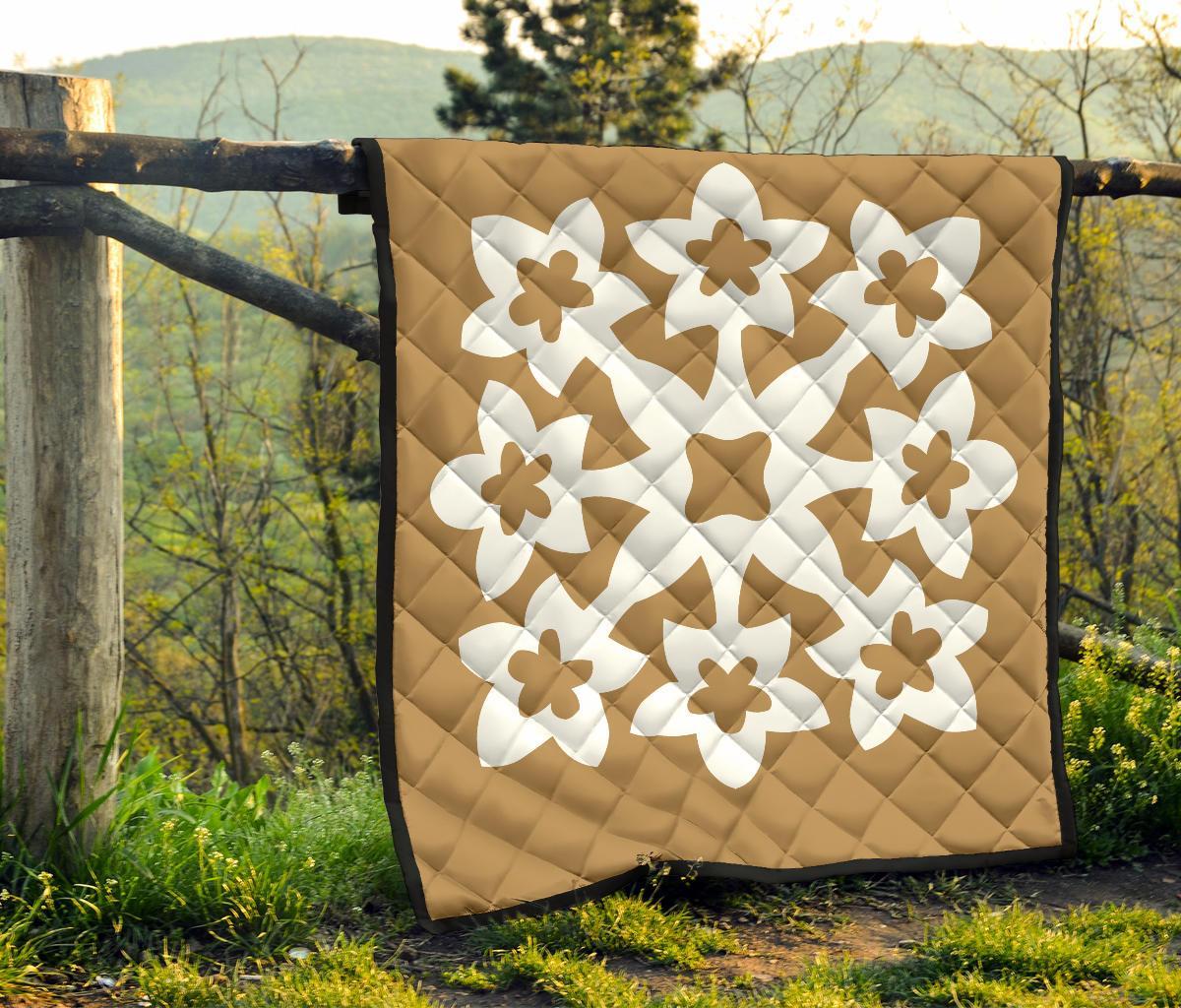 Hawaiian Premium Quilt Royal Pattern - Gold - A1 Style - Polynesian Pride