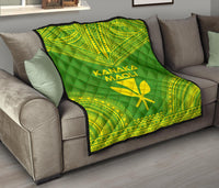Hawaii Premium Quilt - Kanaka Maoli Polynesian Chief Green Version - Polynesian Pride
