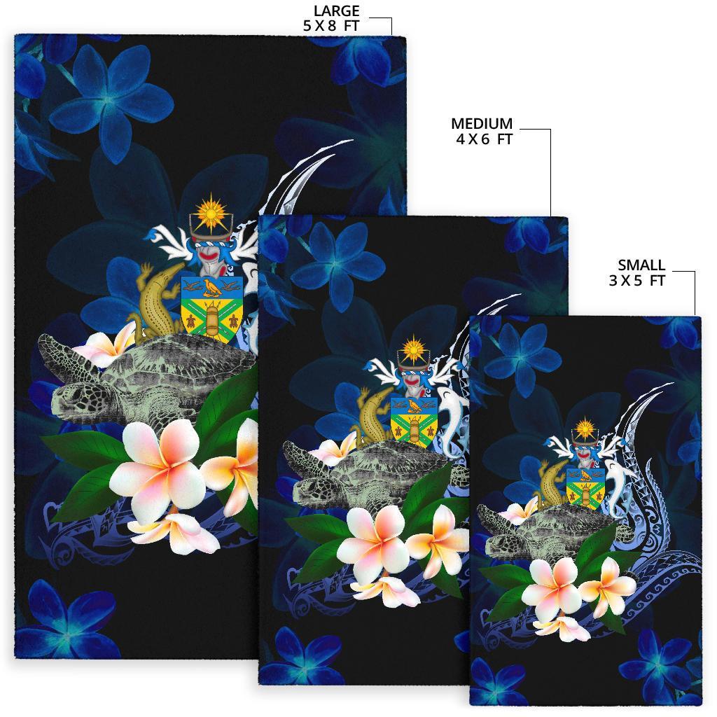 Solomon Islands Polynesian Area Rug - Turtle With Plumeria Flowers - Polynesian Pride