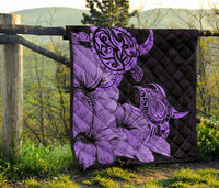 Hawaii Turtle Premium Quilt Polynesian Hibiscus Art Violet AH - Polynesian Pride