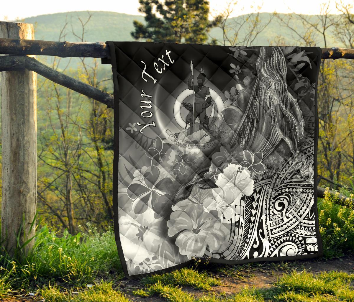 Vanuatu Custom Personalised Premium Quilt - Humpback Whale with Tropical Flowers (White) - Polynesian Pride