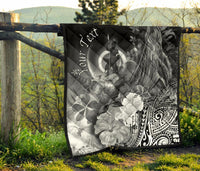 Vanuatu Custom Personalised Premium Quilt - Humpback Whale with Tropical Flowers (White) - Polynesian Pride