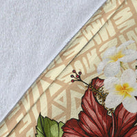 Hawaii Fish Hook Hibiscus Plumeria Polynesian Premium Blanket - Polynesian Pride