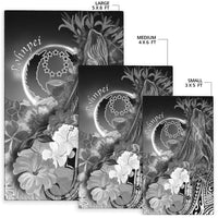 Pohnpei Area Rug - Humpback Whale with Tropical Flowers (White) - Polynesian Pride