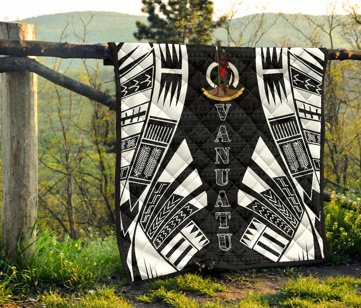 Vanuatu Premium Quilt - Vanuatu Coat Of Arms Polynesian White Tattoo - Polynesian Pride