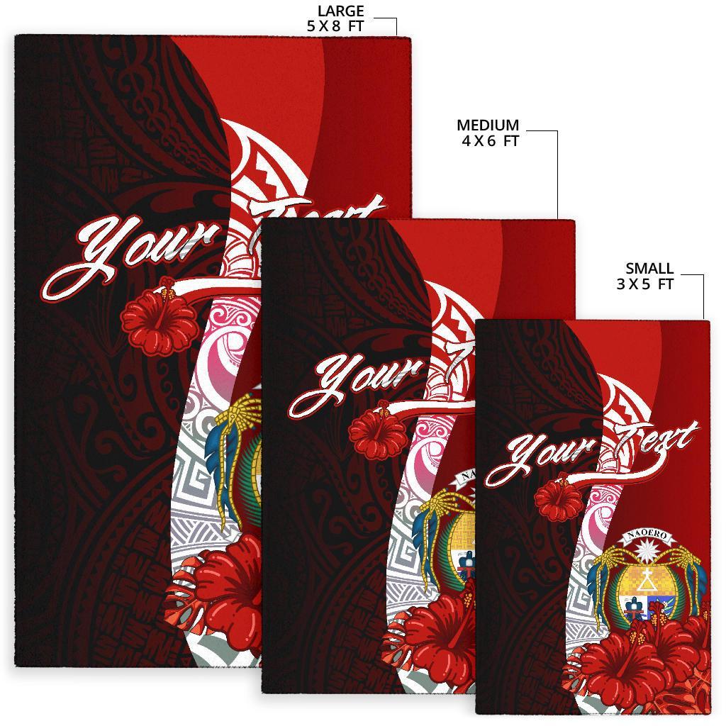 Nauru Polynesian Custom Personalised Area Rug - Coat Of Arm With Hibiscus - Polynesian Pride