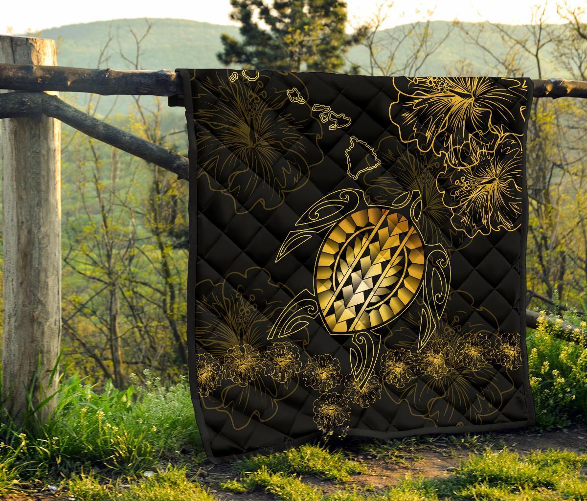 Hawaiian Turtle Hibiscus - Premium Quilt - Flora Style - Polynesian Pride