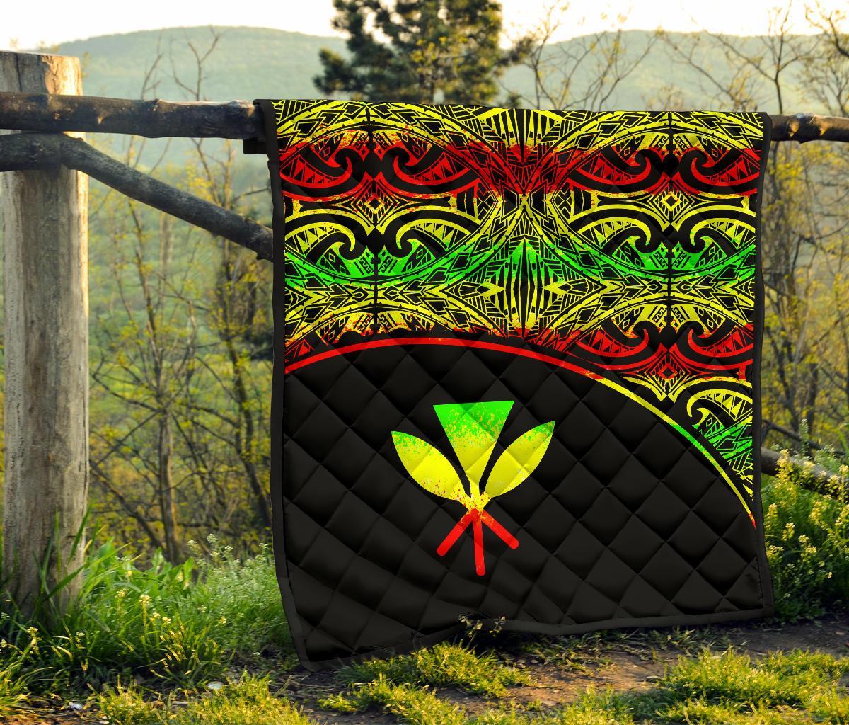 Hawaii Polynesian Premium Quilt - Reggae Kanaka Maoli Curve Version - Polynesian Pride