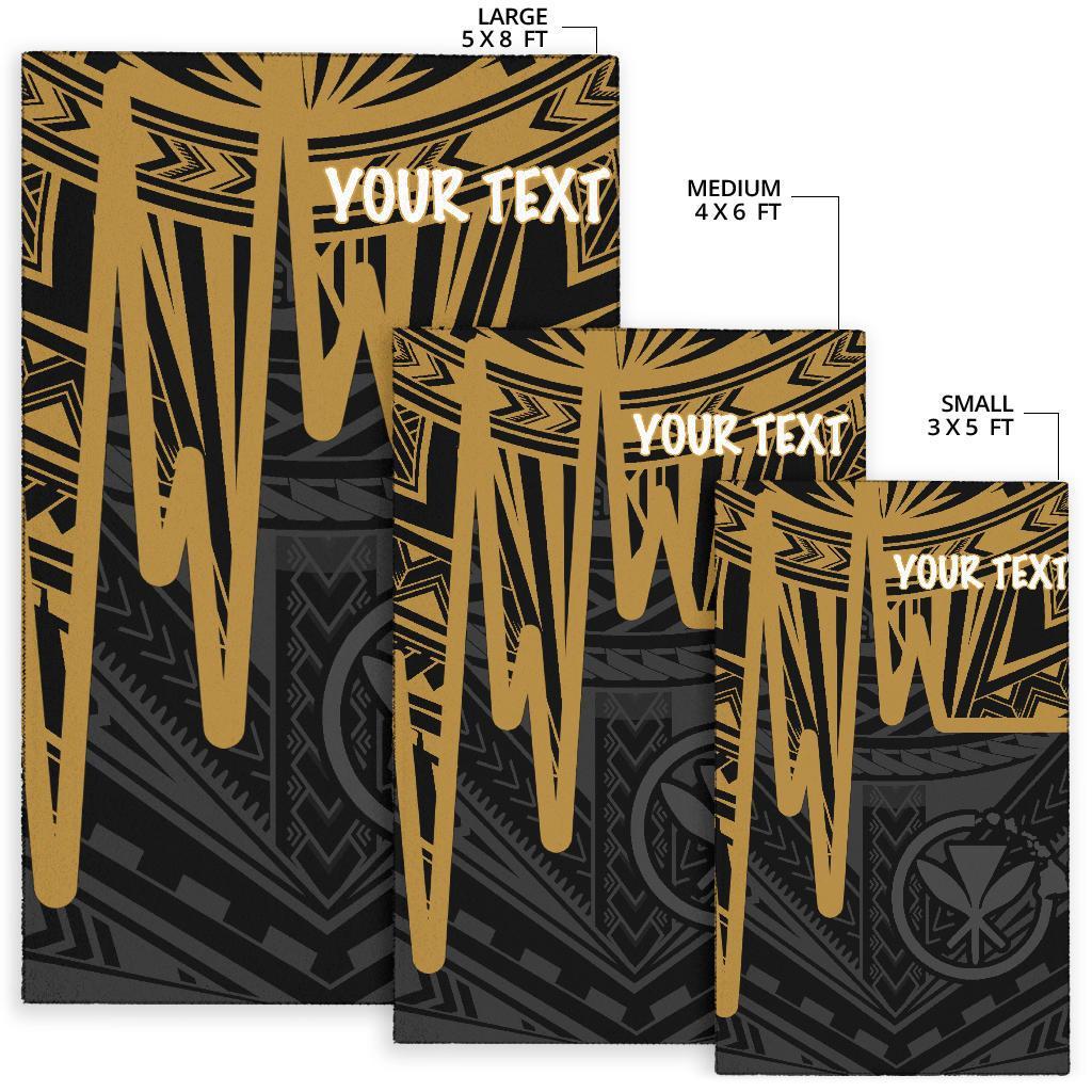 Hawaii Personalised Area Rug - Kanaka Maoli With Polynesian Pattern In Heartbeat Style (Gold) - Polynesian Pride