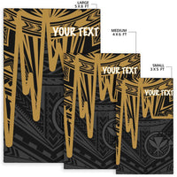 Hawaii Personalised Area Rug - Kanaka Maoli With Polynesian Pattern In Heartbeat Style (Gold) - Polynesian Pride