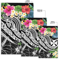 Wallis and Futuna Polynesian Area Rug - Summer Plumeria (Black) - Polynesian Pride