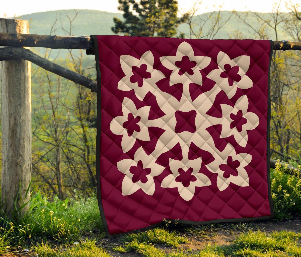 Hawaiian Premium Quilt Royal Pattern - Pink - A1 Style - Polynesian Pride