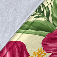Hawaii Turtle Hibiscus Plumeria Beige Style - Premium Blanket AH - Polynesian Pride