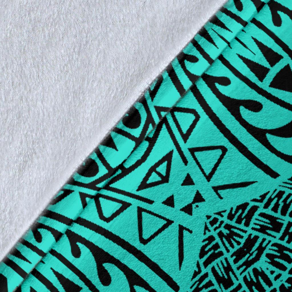 Hawaii Turtle Map Polynesian Premium Blanket - Turquoise - Circle Style - Polynesian Pride