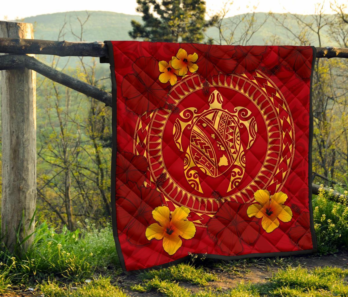 Hawaii Turtle Polynesian Premium Quilt - Oil Style - Polynesian Pride