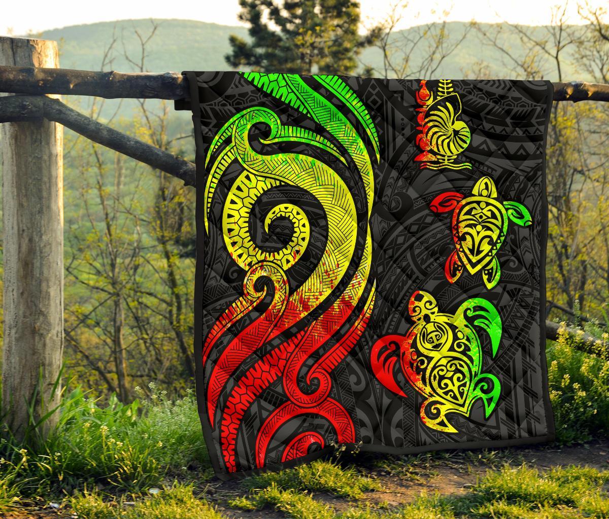 New Caledonia Premium Quilt - Reggae Tentacle Turtle - Polynesian Pride