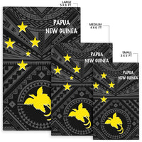 Papua New Guinea Area Rug - Flag With Polynesian Patterns (Black) - Polynesian Pride
