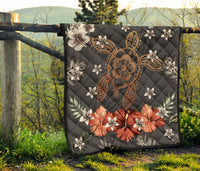 Hawaii Turtle Polynesian Hibiscus Kanaka Style Tropical - Premium Quilt AH - Polynesian Pride