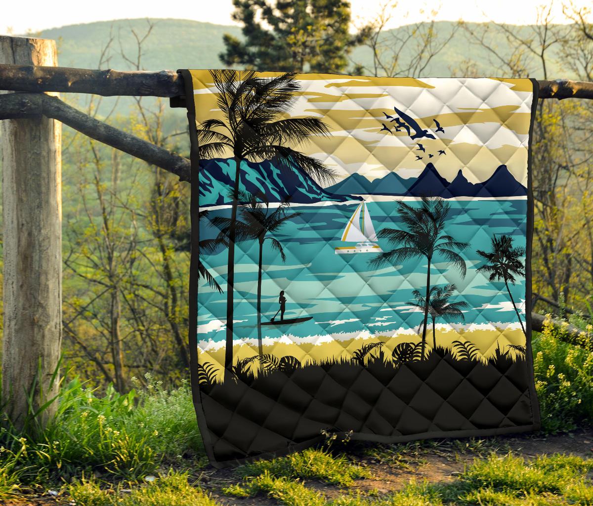 Hawaiian Poster View Classic Premium Quilt - Polynesian Pride