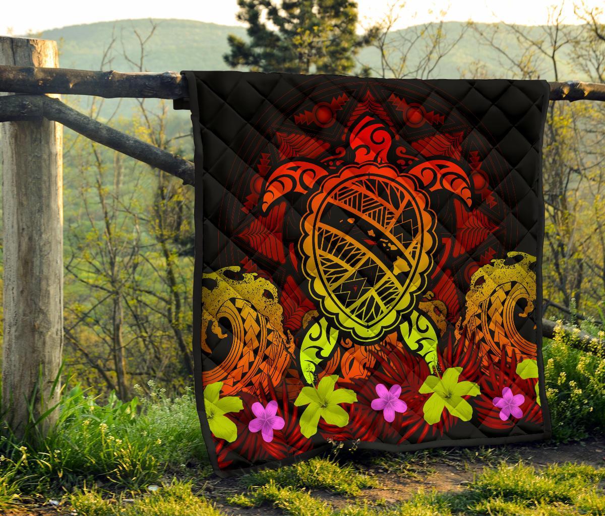 Hawaii Turtle Polynesian Red Premium Quilt - Kuly Style - Polynesian Pride