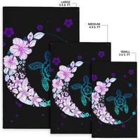 Hawaiian Hibiscus Plumeria Turtle Colorful Flower Rug - Polynesian Pride