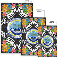Federated States of Micronesia Area Rug - Coat OfArmsWith Tropical Flowers - Polynesian Pride
