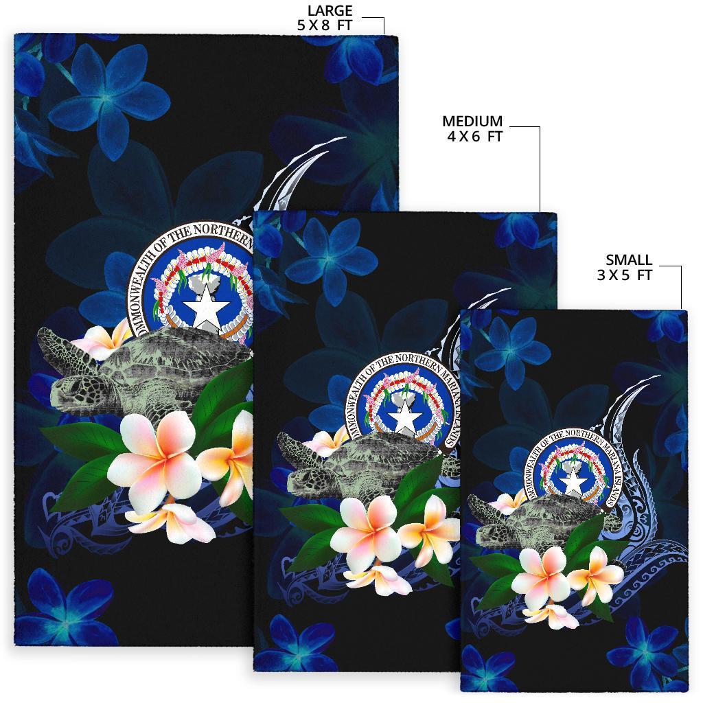 Northern Mariana Islands Polynesian Area Rug - Turtle With Plumeria Flowers - Polynesian Pride