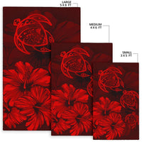 Hawaiian Map Hibiscus Flowers Vintage Polynesian Rug AH - Polynesian Pride