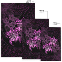 hawaii Rug - Turtle Strong Pattern Hibiscus Plumeria Pink AH - Polynesian Pride
