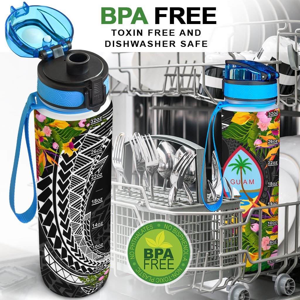 Guam Hydro Tracking Bottle - Seal Spiral Polynesian Patterns - Polynesian Pride