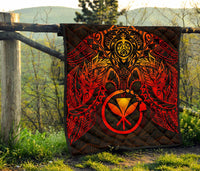 Hawaii Polynesian Premium Quilt - Red Kanaka Maoli Turtle Manta Ray - Polynesian Pride