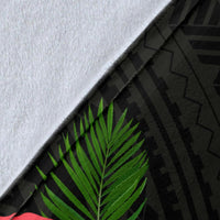 Hawaii Map Turtle Hibiscus Plumeria Polynesian - Premium Blanket AH - Polynesian Pride