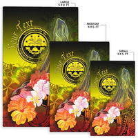 Federated States of Micronesia Custom Personalised Area Rug - Humpback Whale with Tropical Flowers (Yellow) - Polynesian Pride