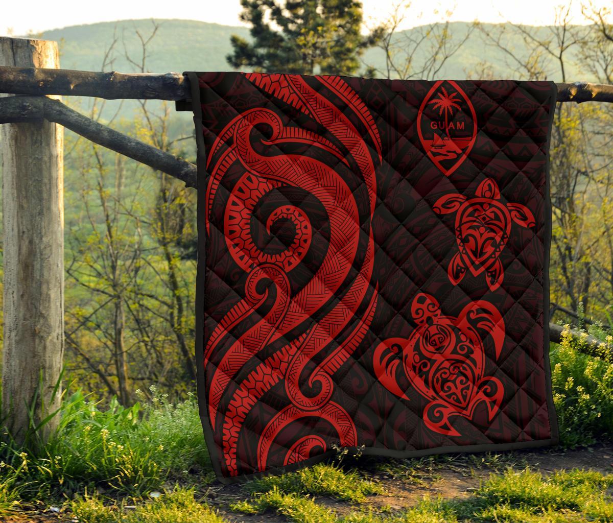 Guam Polynesian Premium Quilt - Red Tentacle Turtle - Polynesian Pride