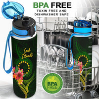 Cook Islands Polynesian Hydro Tracking Bottle - Floral With Seal Flag Color - Polynesian Pride