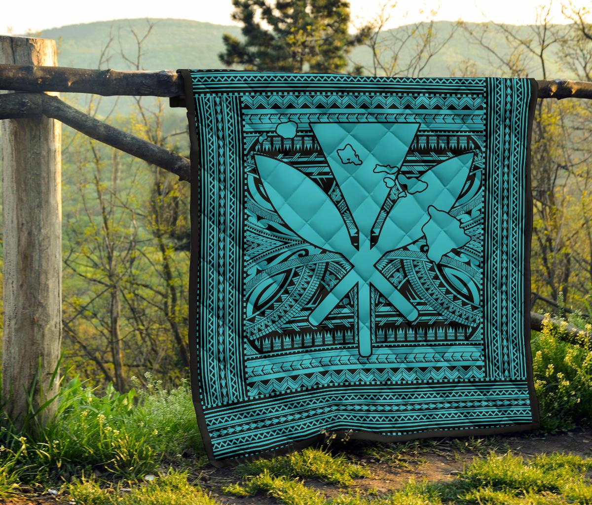 Hawaii Polynesian Kanaka Maoli Premium Quilt Blue - Polynesian Pride