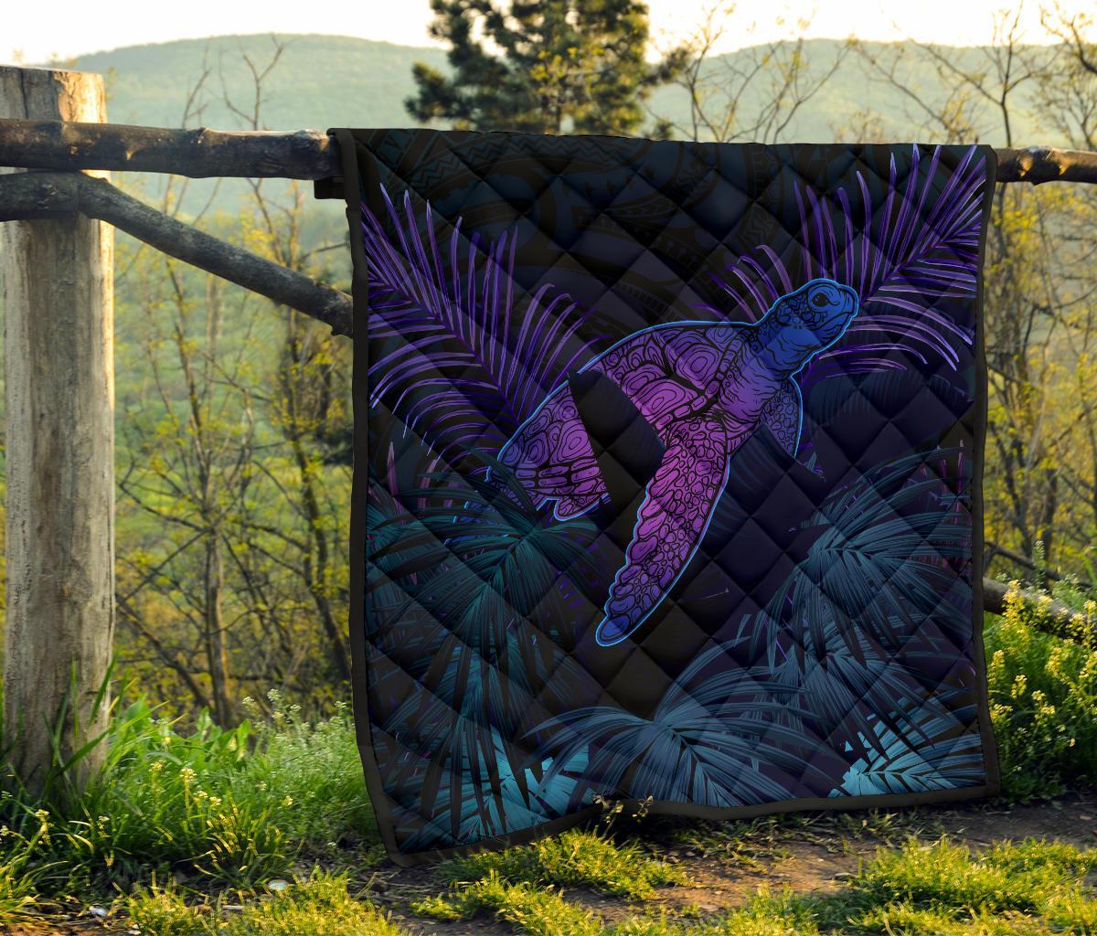 Hawaii Premium Quilt - Hawaii Turtle And Palm Polynesian Retrospective - Polynesian Pride