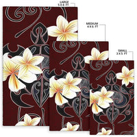 Turtle Poly Trinal Plumeria Red Area Rug AH - Polynesian Pride