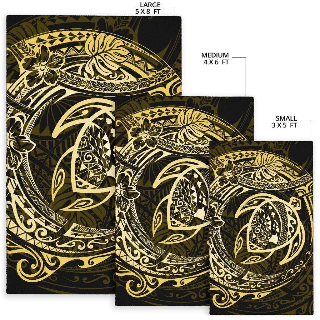 Hawaiian Map Turtle Polynesian Circle Rug AH - Polynesian Pride