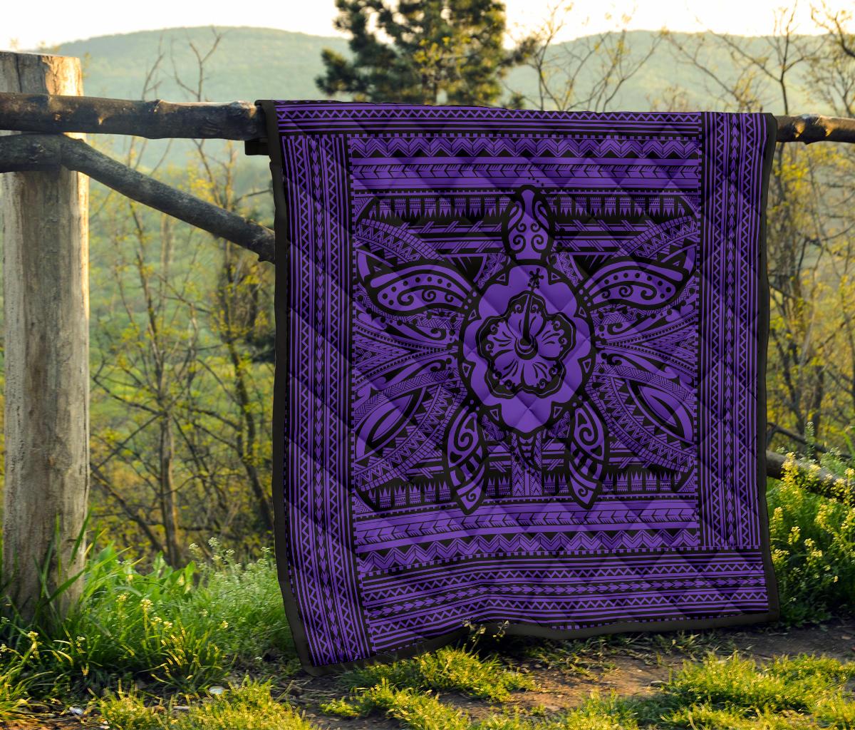 Hawaii Polyensian Turtle Premium Quilt Purple - Polynesian Pride