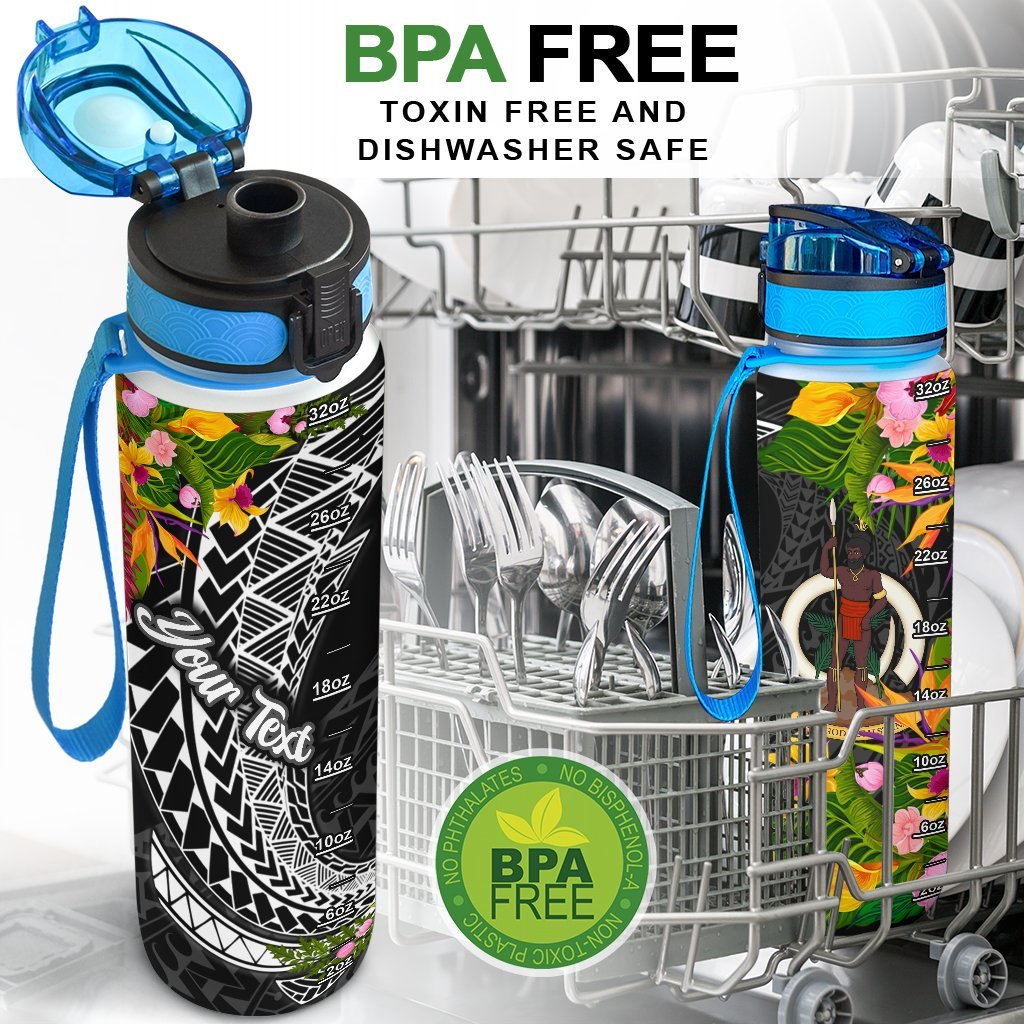 Vanuatu Custom Personalised Hydro Tracking Bottle - Seal Spiral Polynesian Patterns - Polynesian Pride
