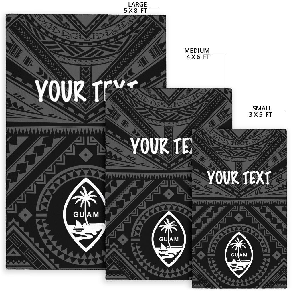 Guam Personalised Area Rug - Guam Seal With Polynesian Tattoo Style (Black) - Polynesian Pride