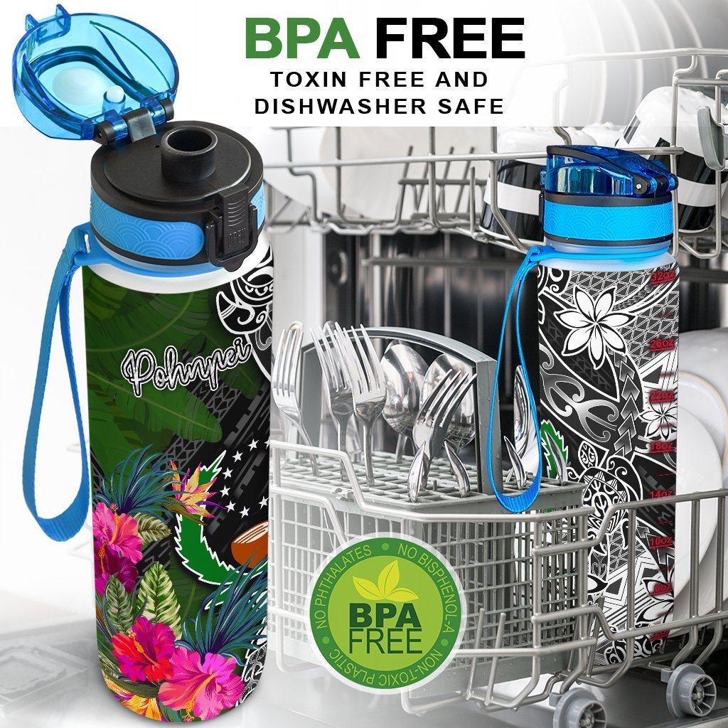 Pohnpei Hydro Tracking Bottle - Turtle Plumeria Banana Leaf - Polynesian Pride