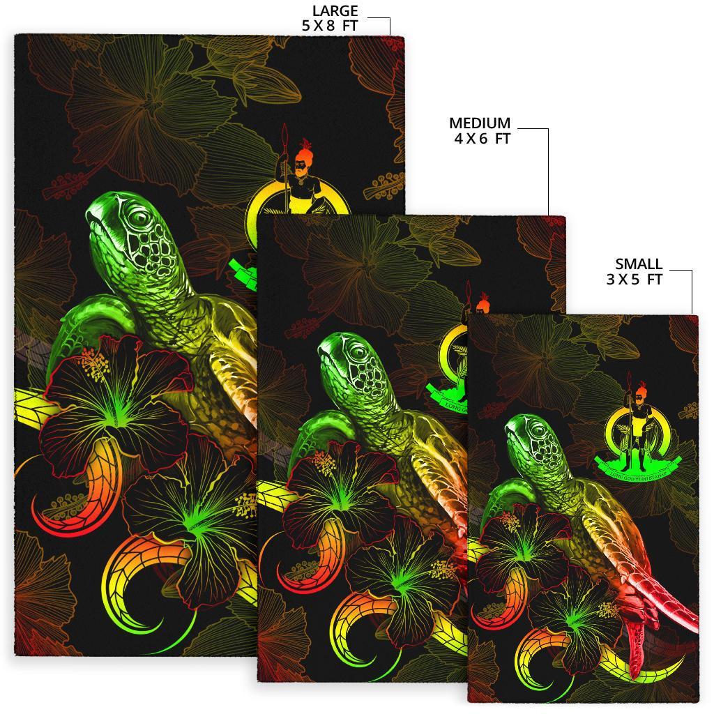 Vanuatu Polynesian Area Rugs - Turtle With Blooming Hibiscus Reggae - Polynesian Pride