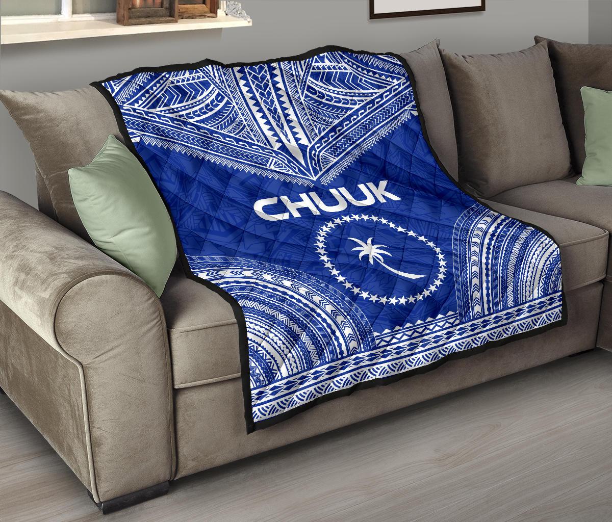 Chuuk Premium Quilt - Chuuk Flag Polynesian Chief Blue Version - Polynesian Pride