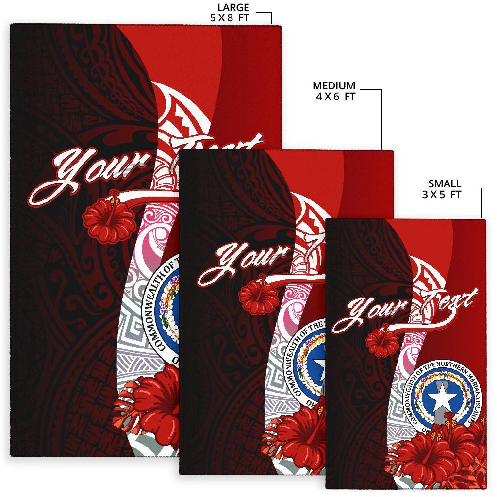 Northern Mariana Islands Polynesian Custom Personalised Polynesian Area Rug - Coat Of Arm With Hibiscus - Polynesian Pride